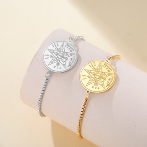 Pulsera <span class=keywords><strong>de</strong></span> Acero Inoxidable para Mujer con Tetragramatón, Nudo <span class=keywords><strong>de</strong></span> Bruja, Amuleto <span class=keywords><strong>de</strong></span> <span class=keywords><strong>la</strong></span> Suerte, Protección, Pentagrama, Pentáculo Esotérico - Product Image 2