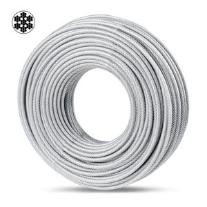 สายเคเบิลเหล็ก Hannger 3/16 นิ้ว ยาว 100 ฟุต เคลือบ PVC แบบ 7x7 Strand สำหรับราวบันได ระเบียง และชานบ้าน - Product Image 1