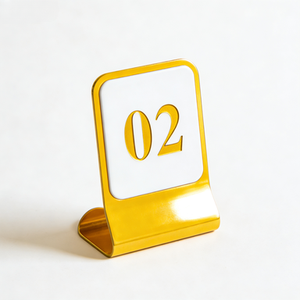 Custom-Made Brass-Colored Etched <b>Table</b> Number Sign - Hotel Restaurant Reservation Display Signage - Product Image 5