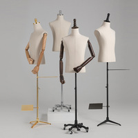 Costume d'affaires haut de gamme Mannequin mâle réglable demi-corps hommes robe forme torse factice avec bras en bois pour manteau veste affichage de chaussures