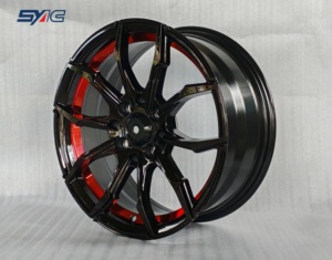 Roues de moulage en gros d'usine 15 pouces 8 trous jantes de voiture 4*100 4*114.3 face noire <span class=keywords><strong>bague</strong></span> intérieure rouge jantes en alliage d'aluminium - Product Image 2