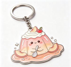 พวงกุญแจโลหะเคลือบสีเงินรูปขนมหวานพีชเจลลี่น่ารัก ของขวัญสุดเก๋ - Product Image 2