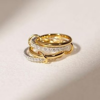 Bagues anti-stress empilables en or pour femmes, plaquées or 14 carats, avec zircone cubique, style statement