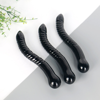 Venta al por mayor de varitas de cristal de alta calidad negro obsidiana serpiente consolador para mujer