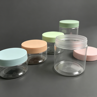Pot en plastique PET de qualité alimentaire 50 ml 100 ml, conteneur cosmétique vide transparent avec couvercle mat coloré pour gommage corporel, masque facial, crème