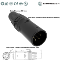 Nouveau connecteur XLR 4 broches mâle IP40 pour câble audio-vidéo intérieur avec adaptateur à souder, connecteur de câble XLR 4 broches mâle pour châssis