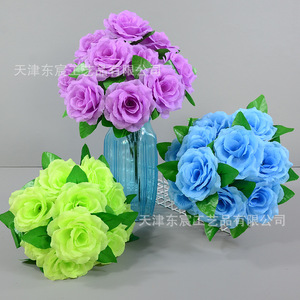 Bouquet de roses artificielles Dongchen, diamètre 10 cm, fleurs en soie pour mariage, décoration intérieure, accessoires de mariée. - Product Image 3