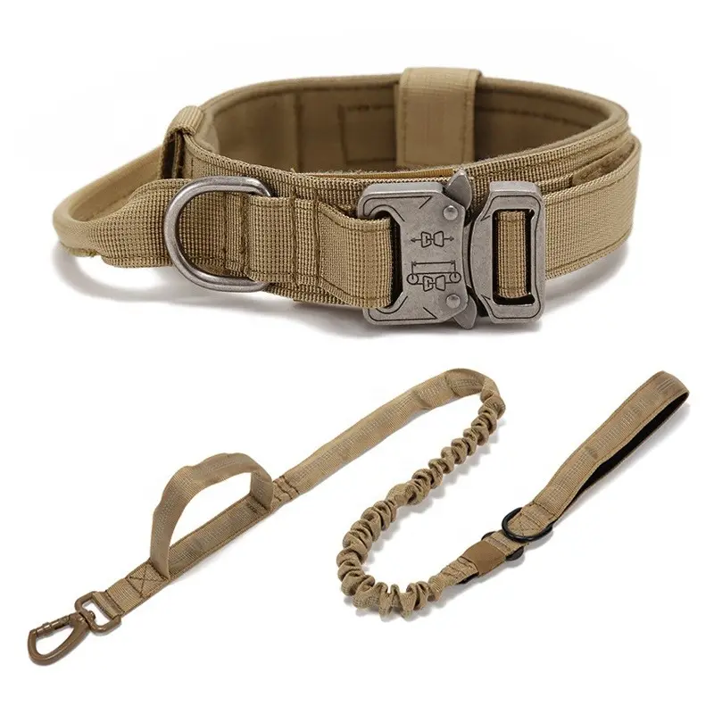 Fabricants de colliers pour animaux de compagnie avec logo personnalisé en gros boucle en métal pour chiens de taille moyenne ensemble de laisse de collier de chien tactique