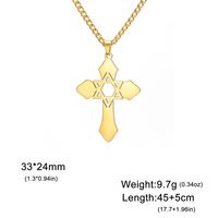 Collier avec pendentif croix et étoile de David, symbole messianique, bijoux juifs, amulette de protection, acier inoxydable
