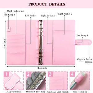 热卖52周省钱挑战聚氨酯皮革预算活页夹在100天节省5050美元套装信封挑战活页夹 - Product Image 3