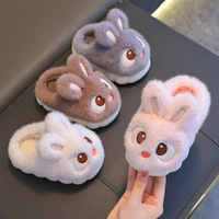 Chaussons en Coton Enfant de Qualité Supérieure, Épais Automne Hiver, Mignons en Fourrure de Lapin, Talons Sacs en Coton, Doublés Peluche