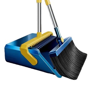 Extra Large Thick Broom And Dustpan Set Soft Bristle Plastic Multi Functional Floor Sweeper Bathroom Hair Cleaning Tool - Product Image 1