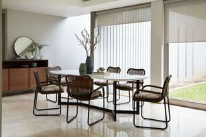 Mesa de comedor de estilo europeo moderno de Scarlett, madera de teca de alta calidad con tapa de vidrio para muebles del hogar - Product Image 2