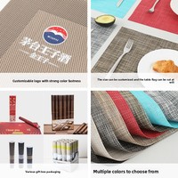 Set de table carré en PVC tressé haut de gamme Ningxin, résistant à la chaleur, antibactérien, antidérapant, style nordique, bicolore 2x2 pour table à manger