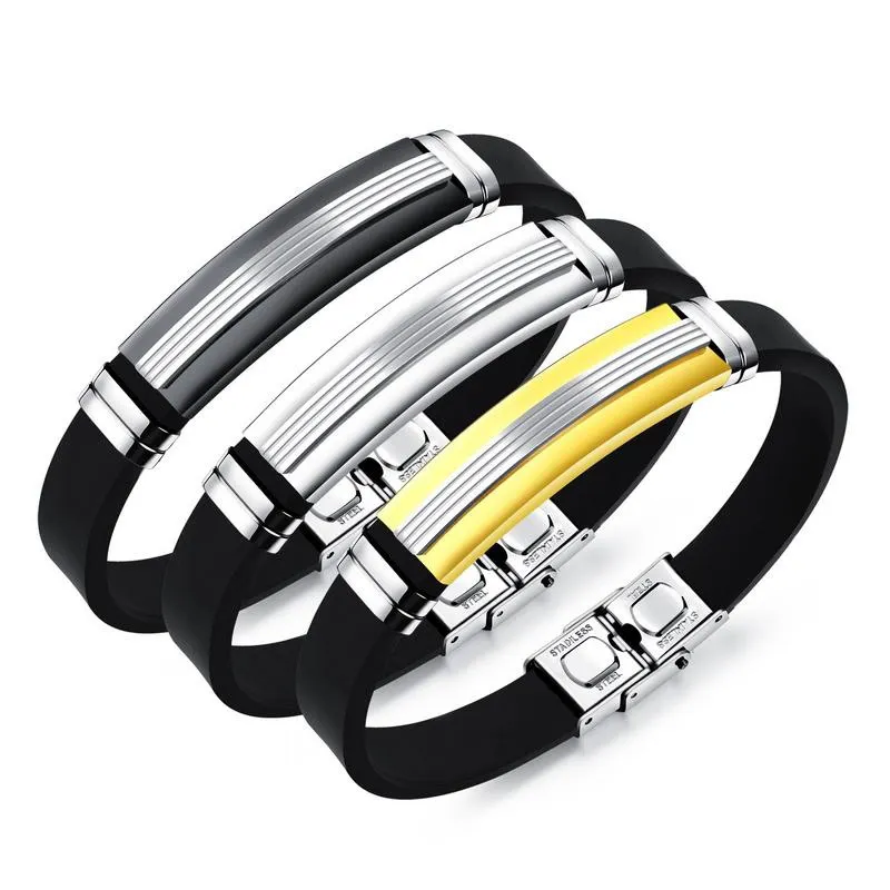 कंगन यूरोपीय और अमेरिकी व्यक्तित्व सिलिकॉन फैशन स्टेनलेस स्टील पुरुषों की सिलिकॉन wristband कंगन wristband