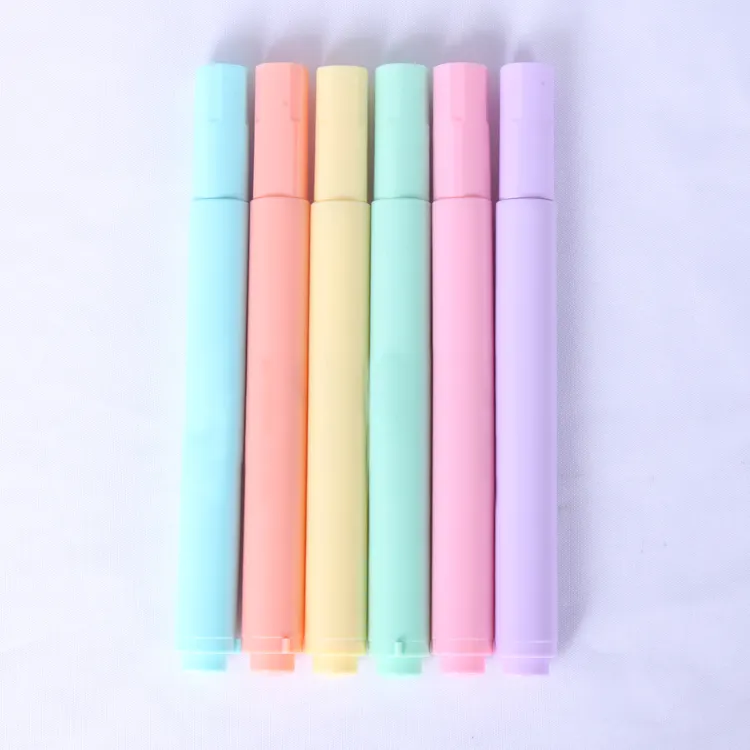 Caneta marcadora escolar personalizada, material de papelaria novidade, embalagem personalizada, 6 cores pastel, iluminador, caneta marcadora