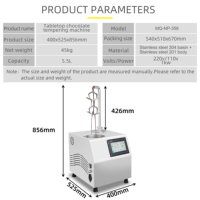 Distributeur de chocolat chaud 5,5 L en acier inoxydable 304, 1000 W, service complet, machine à tempérer le chocolat entièrement automatique