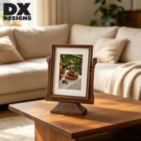 Bingkai Foto Vintage DX Designs 4x6 5x7 8x10 Inch, Dapat Diputar 360 Derajat, Bingkai Foto Kayu Retro dengan Alas, Pajangan Meja, Hiasan Rumah