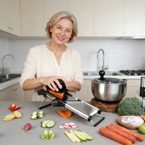 Affettatrice Mandolina Premium Regolabile in Acciaio Inossidabile con Supporto di Sicurezza e Lame Multiple per Preparazione in Cucina - Product Image 1