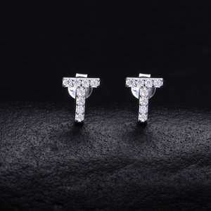 Pendientes Minimalistas <span class=keywords><strong>de</strong></span> Plata 925 con Moissanita y Baño <span class=keywords><strong>de</strong></span> Oro, con 26 Iniciales, <span class=keywords><strong>para</strong></span> Mujer y Hombre, Regalo con Engaste Certificado - Product Image 5