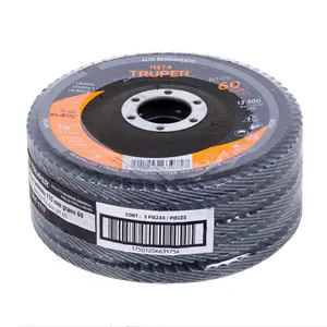Boîte de 5 disques laminés 4-1/2'', grain 60, centre 7/8'', fibre, TRUPER - Product Image 2