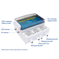 Moniteur de qualité de l'eau PH/ORP C-250 pour le traitement de l'eau de piscine, directement de l'usine, en plastique écologique, sûr et fiable