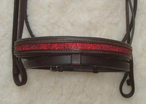 Alta calidad Borgoña Diamante Brow-Band y Crank Nose-Band 3-4 filas Caballos de cuero ecuestre Brida - Product Image 3