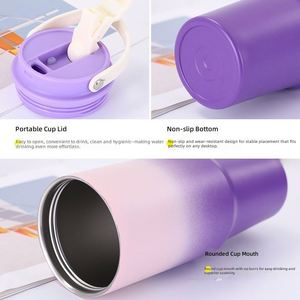 30oz Stainless Steel Tumbler Gradient Color With Handle and Straw Portable Handheld Travel Mug Insulated <b>Cold</b> Hot Water <b>Cup</b> - Product Image 2