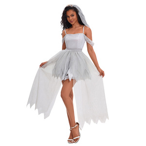 Nouveau adulte dames blanc maille robe Halloween Cos fantôme mariée Costume pour fête scène Performance formation Dancewear - Product Image 3