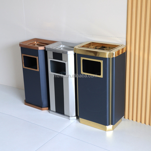 Cubo de basura para interiores comerciales, cubos de basura negros de Metal, cubos de basura grandes de acero, cubo de basura con tapa - Product Image 1
