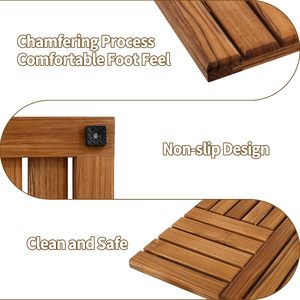 <span class=keywords><strong>Tapis</strong></span> de bain en bois de teck grand <span class=keywords><strong>tapis</strong></span> de douche en bois pour salle de bain, sol en bois <span class=keywords><strong>antidérapant</strong></span> pour douche intérieure Spa de luxe maison ou extérieur - Product Image 3