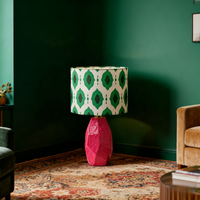 Lampe de table en céramique rose moderne avec abat-jour en tissu à motifs, lumière de bureau à 3 couleurs réglables pour la chambre à coucher, le salon, la décoration de la maison