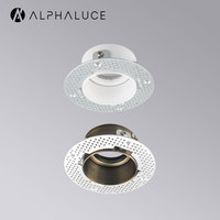 ALPHALUCE Nouveau design de boîtier encastré sans cadre pour spot GU10, bronze brossé, réflecteur interne, cadre de plafond encastré sans joint