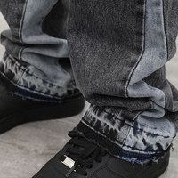 DiZNEW Nouveau design d'été personnalisé pour hommes, jeans évasés, patchwork, coupe ample, style hip-hop, denim délavé
