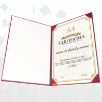 Protège-diplôme en similicuir lisse pour diplôme A4 8,5x11 avec impression dorée et carton intérieur blanc