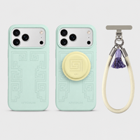 Coque de téléphone en silicone liquide gaufré oriental avec support magnétique, dragonne et motif personnalisé, antichoc pour iPhone 18