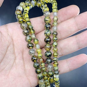 Perles d'agate jaunes à motif de dragon naturel, perles rondes en vrac de 6mm, 8mm, 10mm, pour la fabrication de bijoux, fournitures de bricolage - Product Image 2