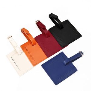 Small Square Luggage <b>Tag</b> Genuine Leather <b>ID</b> <b>Tag</b> with Privacy Window & Adjustable Buckled Strap Travel Luggage Boarding <b>Tag</b> - Product Image 3