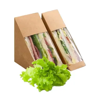 Sandwich Doos Verpakking Biologisch Afbreekbaar Kraft Sandwich Verpakking Wegwerp Sandwiches Pakketten Natuurlijke/Bruin Aanpasbare