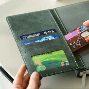 Mặt hàng văn phòng cao cấp hàng ngày viết nhật ký với năm khe cắm thẻ lót giấy kinh doanh thuần chay da máy tính xách tay Tạp Chí kế hoạch - Product Image 3