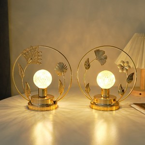 装饰夜灯半透明水晶球金属叶雕塑餐桌装饰玻璃球客厅夜灯 - Product Image 2