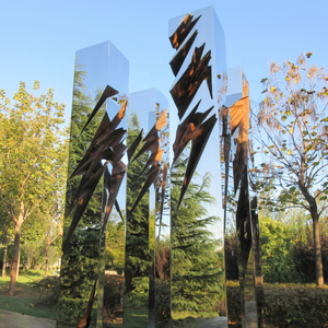 Escultura de Pilar pulido de espejo abstracto de acero inoxidable de Metal para exteriores para Decoración - Product Image 1