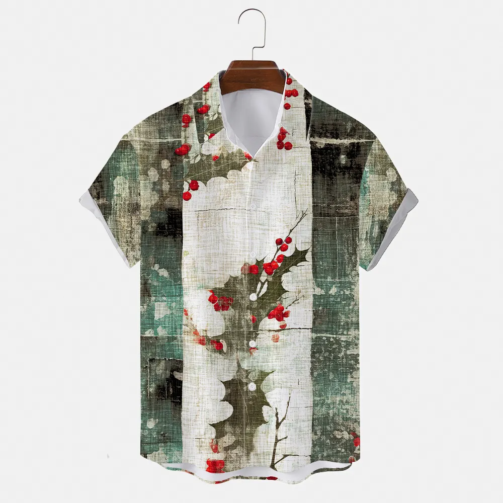 Christmas Fashion Summer Tactical Short Sleeve Sublimation Polo Shirts Hawaiian Men's Shirt