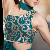 MiDee Costume de danse de haute qualité 3 pièces robe de danse morden paillettes florales robes lyriques pour les filles