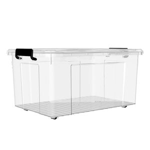 42L Transparent Stackable clear Plastic Storage Box with Wheels - Product Image 1