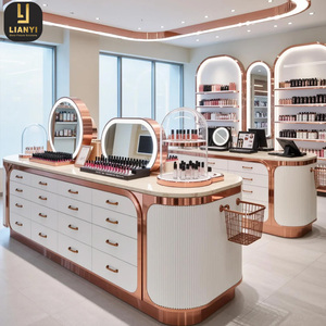 Thực tế hiện đại tùy chỉnh hiển thị mỹ phẩm truy cập với đèn LED và gương cho cửa hàng bán lẻ đảo hiển thị đứng - Product Image 3