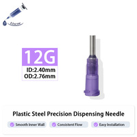 Tip Dispensing Plastik Hub Luer Lock 1/2 Inch Jarum Tumpul Stainless Steel 12 Gauge untuk Perekat Industri