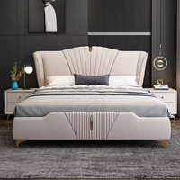 Ensemble de lit modulaire convertible européen avec options de taille Queen/King, meubles de chambre en bois doux
