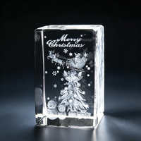 Cube en cristal K9 gravé au laser 3D sur le thème de Noël, presse-papiers en cristal personnalisé, décoration de table, souvenir de Noël