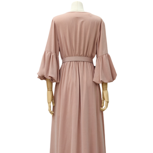 Tinta unita eleganti a 2 strati girocollo girocollo Dubai <span class=keywords><strong>turchia</strong></span> abiti musulmani Abaya 2025 abiti modesti musulmani - Product Image 5